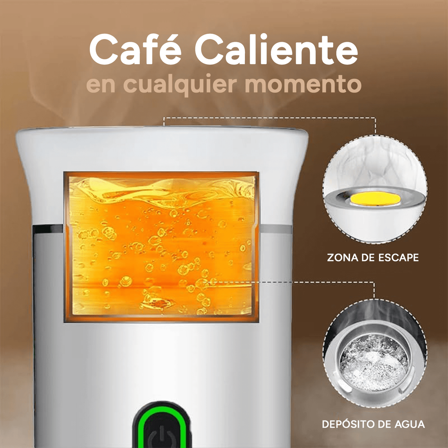 Maquina Café Espresso Portátil, Compatible con Cápsulas Pequeñas, Grandes y Café Molido, Fácil de Limpiar, Carga USB-C, Hasta 50 Cafés por cada Carga Completa, Compacto y Ligero Ideal para Fuera de Casa, Trabajo, Oficina, Viaje, Excursión