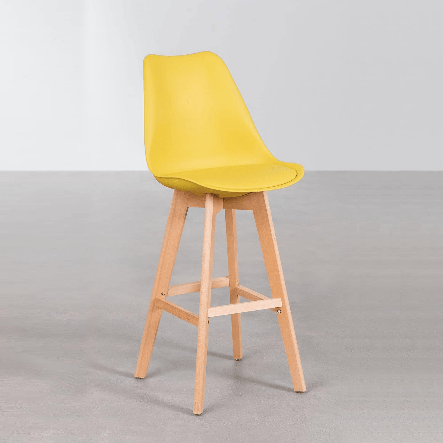 Taburete Alto Cocina con Respaldo, Asiento Blando y Tapizado, Patas Altas Resistentes de Madera de Haya con Reposapiés, Sillas Nórdicas, Ideal para Cocina, Salón, Comedor y Restaurante, 54.5 x 49.5 x 106 cm