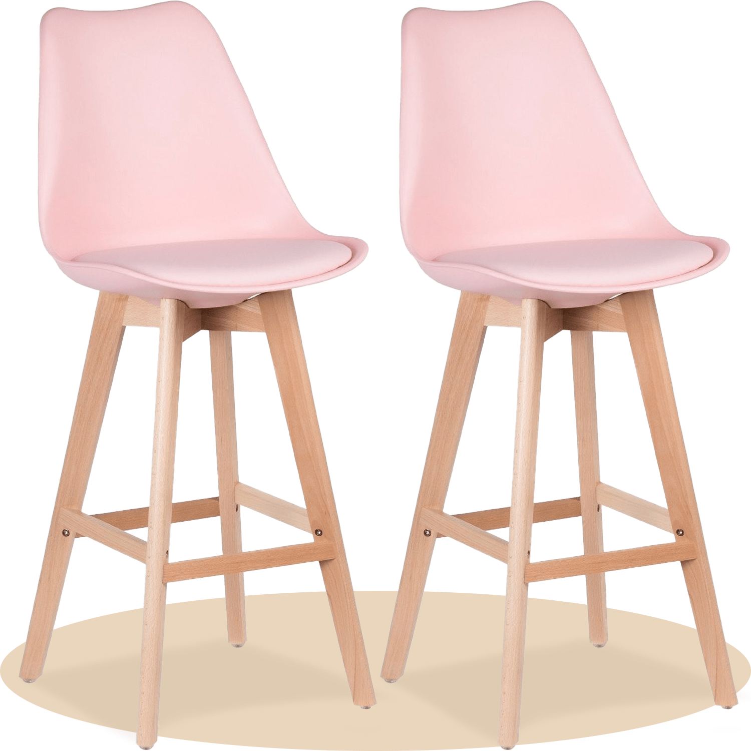 Taburete Alto Cocina con Respaldo, Asiento Blando y Tapizado, Patas Altas Resistentes de Madera de Haya con Reposapiés, Sillas Nórdicas, Ideal para Cocina, Salón, Comedor y Restaurante, 54.5 x 49.5 x 106 cm