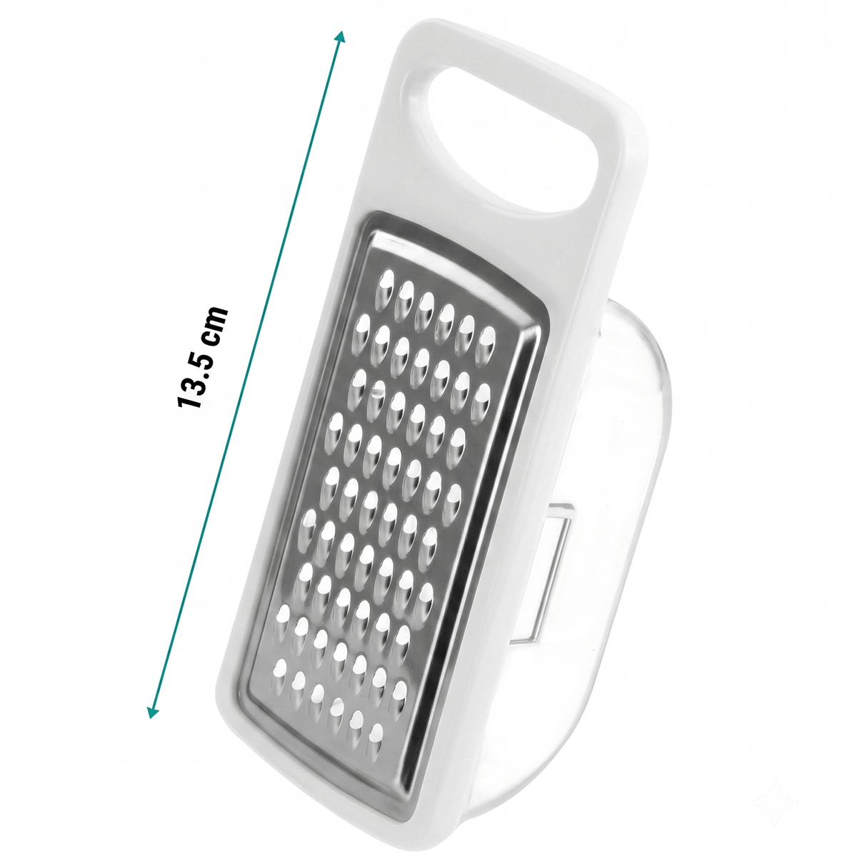 Rallador Cocina con Depósito, Fabricado con Acero Inoxidable, Depósito de Gran Capacidad, Ideal para Uso Diario, Fácil Limpieza, Diseño Ergonómico, 13.5cm