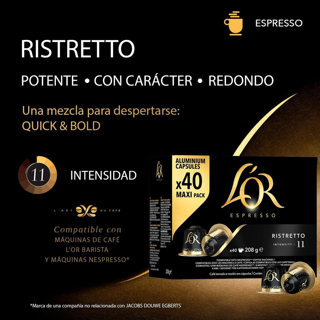 L'Or Espresso Capsulas de Cafe, Intenso, Potente, Especiado y con Carácter, Cápsulas Compatibles con Cafeteras Nespresso, 40/80/120/200/320/400 Cápsulas