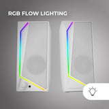 Mars Gaming MS72, Altavoces Gaming 15W, Iluminación RGB Flow, 2 Drivers Activos, Chipset DSP, Conexión Plug&Play USB y Jack 3.5mm, Rueda Control de Volumen y Puerto de Audio para Auriculares, Blanco