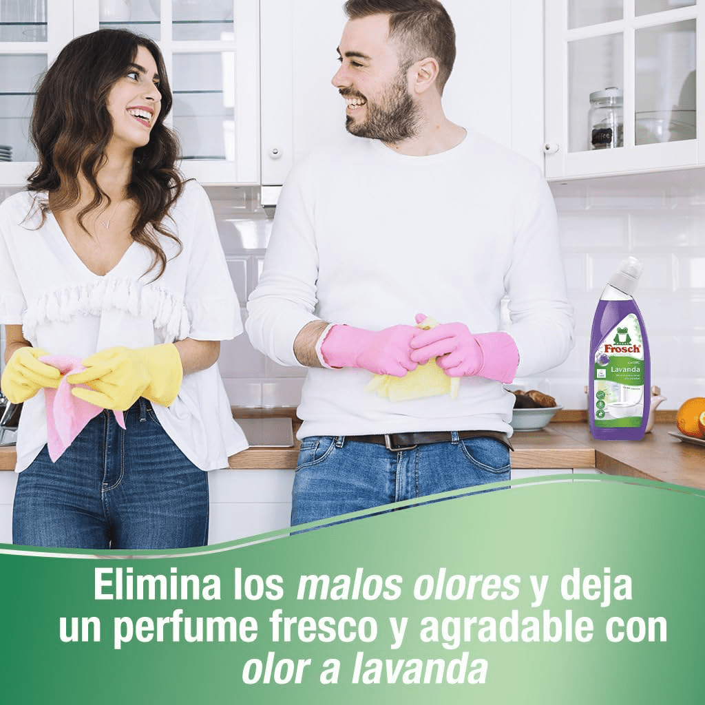 Frosch Gel WC Inodoro, Limpiador de Inodoro, Limpiador de Cal y Residuos Para Inodoro, Higienizante con Extractos de Lavanda, 750 ml