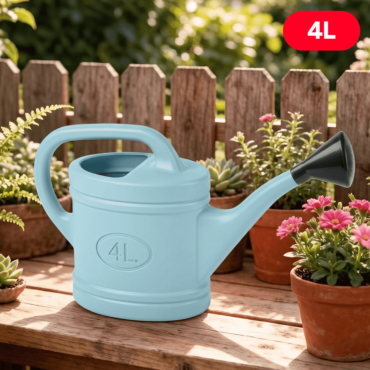 Regadera Plantas 4 Litros, Uso doméstico, Riego sin Esfuerzo, Fabricada en Plástico de Alta Calidad, Ideal para Jardines Interiores y Exteriores