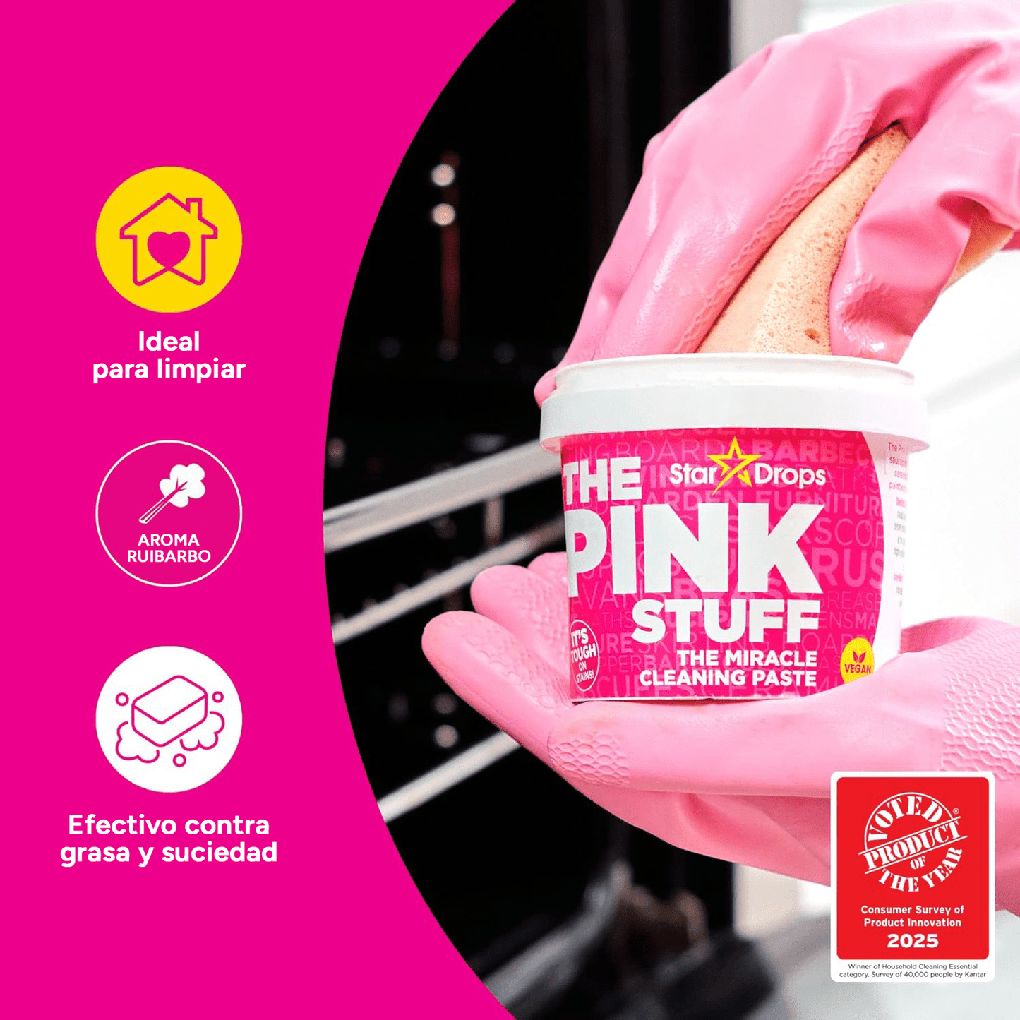 The Pink Stuff Limpieza Hogar Pasta Limpiadora Multiusos ideal para Eliminar Manchas, Grasa y Suciedad, Eficaz y Concentrado, Fácil Aplicación, 2 Unidades de 850g