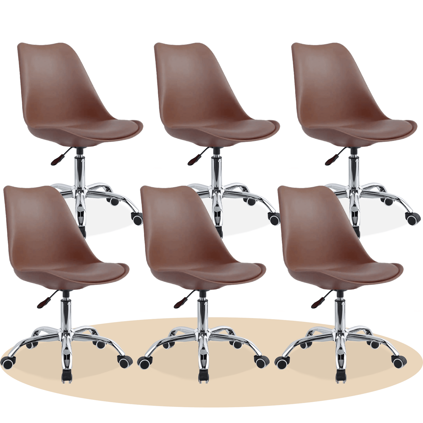 Silla Escritorio Ergonómica con Ruedas, Silla Oficina Giratoria con Altura Ajustable, Acolchada, Estilo Nórdico, Ideal para Estudio y Oficina
