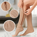 Medias de Compresión Mujer, Ideal para Piernas Cansadas, Alivia y Reduce la Hinchazón, Cremallera para Adaptarse a Cualquiera Talla y Forma de Pierna, Diseño de Punta Abierta para Mayor Comodidad, Hecho de Nylon y Elastán Flexible