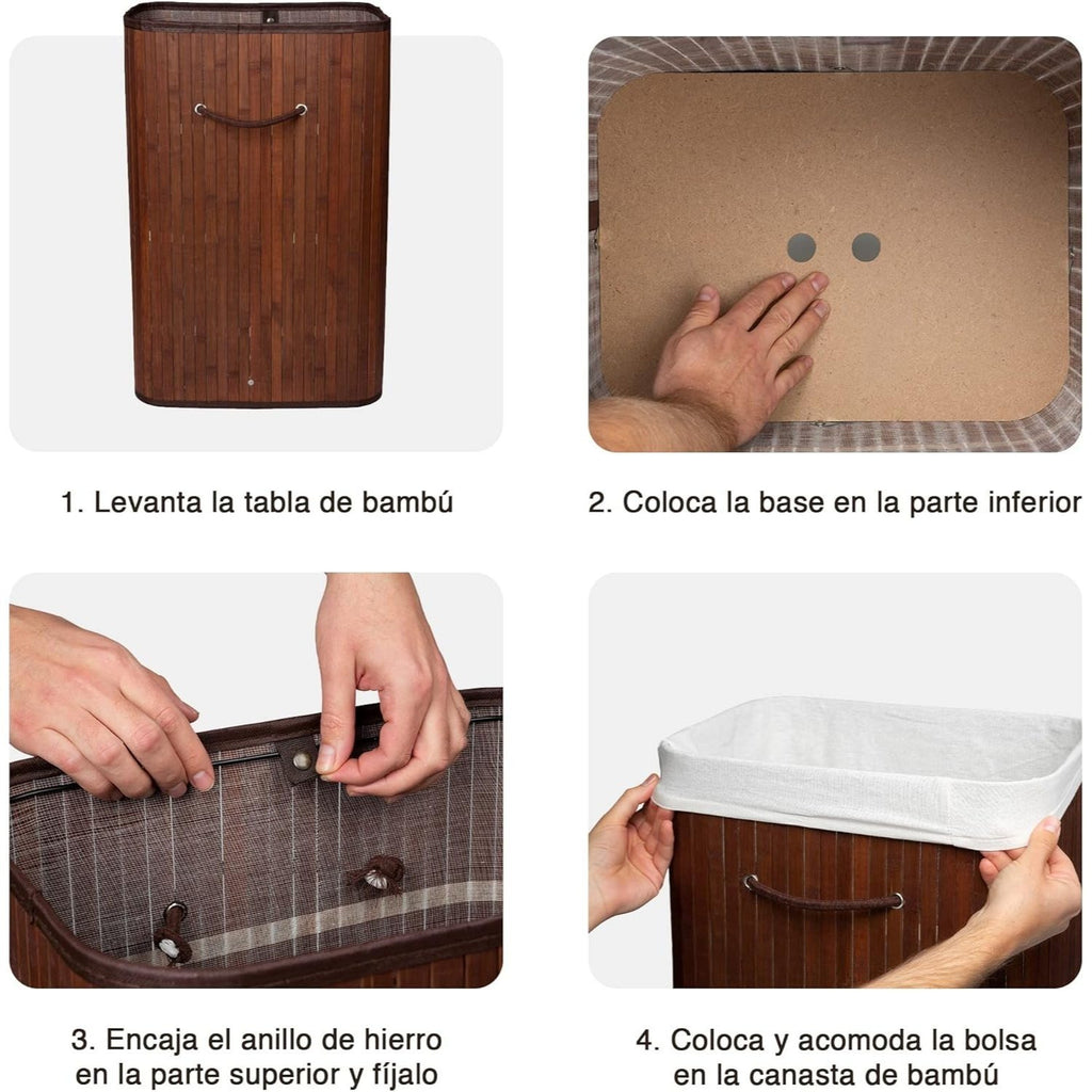 Cesto de Ropa Sucia, Cesto Ropa Sucia con Tapa, Almacenamiento de Gran Capacidad, Plegable, Bolsa Incluida Extraible para Lavandería, Asas Laterales, Ideal para Optimizar Espacio, Perfecto para Hacer la Colada o para Guardar todo tipo de Objetos