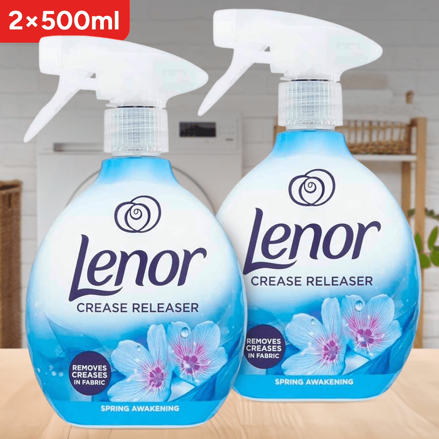 LENOR Eliminador de Arrugas para la Ropa, Fragancia Frescor de Abril, Elimina Arrugas, Refresca los Tejidos, Reduce la Estática y Elimina los Olores, Ideal para Ropa y Ropa de Cama, 500ml por Botella