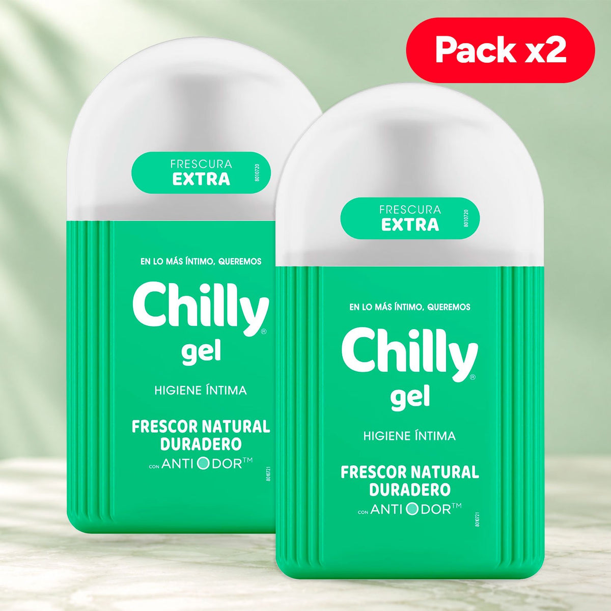 Chilly Jabón Íntimo para Mujer, Higiene Íntima Diaria con Sensación de Frescura, Limpieza Suave y Textura en Gel de Fácil Aplicación, Pack de 2 Unidades
