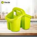 Escurridor Cubiertos con Asa, Soporte para Cubiertos y Utensilios de Cocina, Resistente, Fácil de Limpiar, 4 Compartimentos, Apto para Lavavajillas, 19 x 15,5 x 16