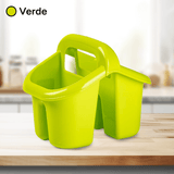 Escurridor Cubiertos con Asa, Soporte para Cubiertos y Utensilios de Cocina, Resistente, Fácil de Limpiar, 4 Compartimentos, Apto para Lavavajillas, 19 x 15,5 x 16