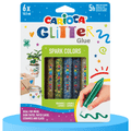 CARIOCA Pegamento con Glitter ideal para Madera, Papel, Cartón, Cerámica y Cristal, Paquete de 6 Pegamentos de 10,5ml
