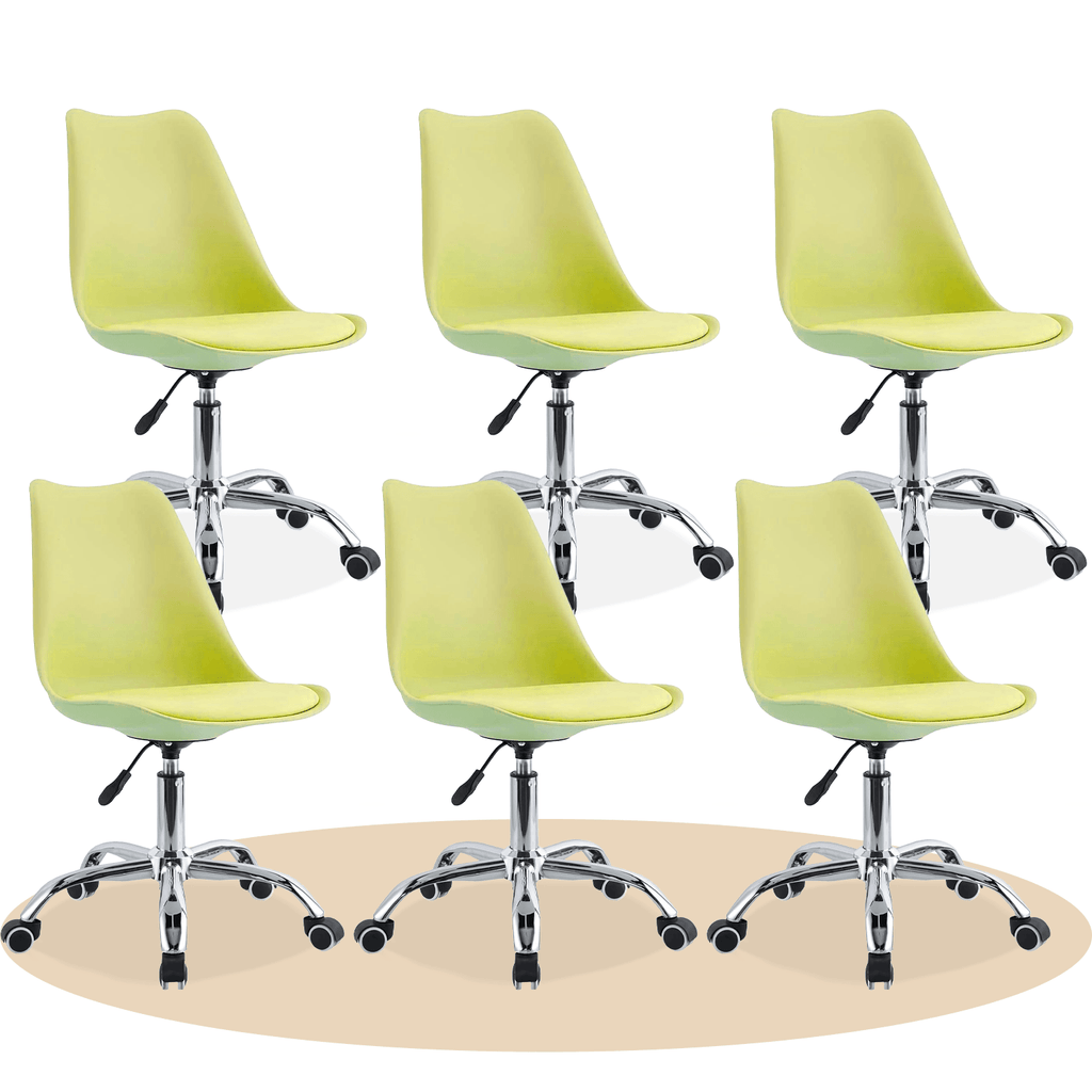Silla Escritorio Ergonómica con Ruedas, Silla Oficina Giratoria con Altura Ajustable, Acolchada, Estilo Nórdico, Ideal para Estudio y Oficina