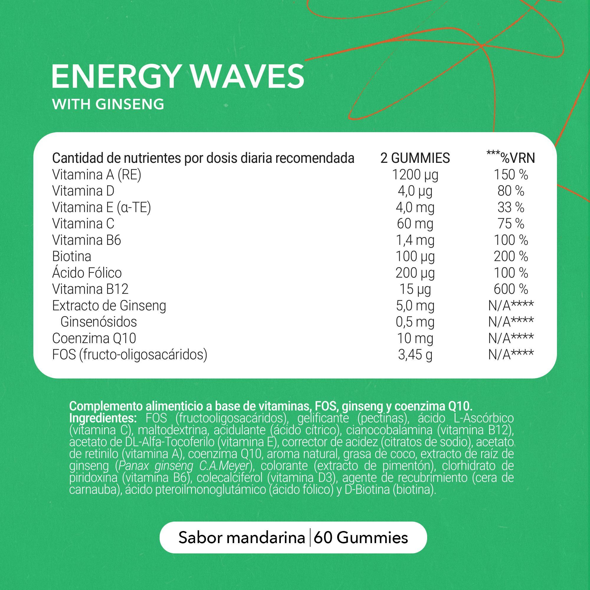 Gominolas de Energía Multivitamínicas con Ginseng y Coenzima Q10, Sabor Mandarina, 60 Gummies - Joy+ Supplements