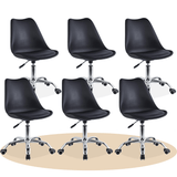 Silla Escritorio Ergonómica con Ruedas, Silla Oficina Giratoria con Altura Ajustable, Acolchada, Estilo Nórdico, Ideal para Estudio y Oficina