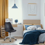 Silla Escritorio Ergonómica con Ruedas, Silla Oficina Giratoria con Altura Ajustable, Acolchada, Estilo Nórdico, Ideal para Estudio y Oficina
