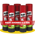 Pritt Barra Pegamento, Barra Adhesiva, Cola Universal de Adhesión Fuerte para Manualidades, 5 Barras de 43g