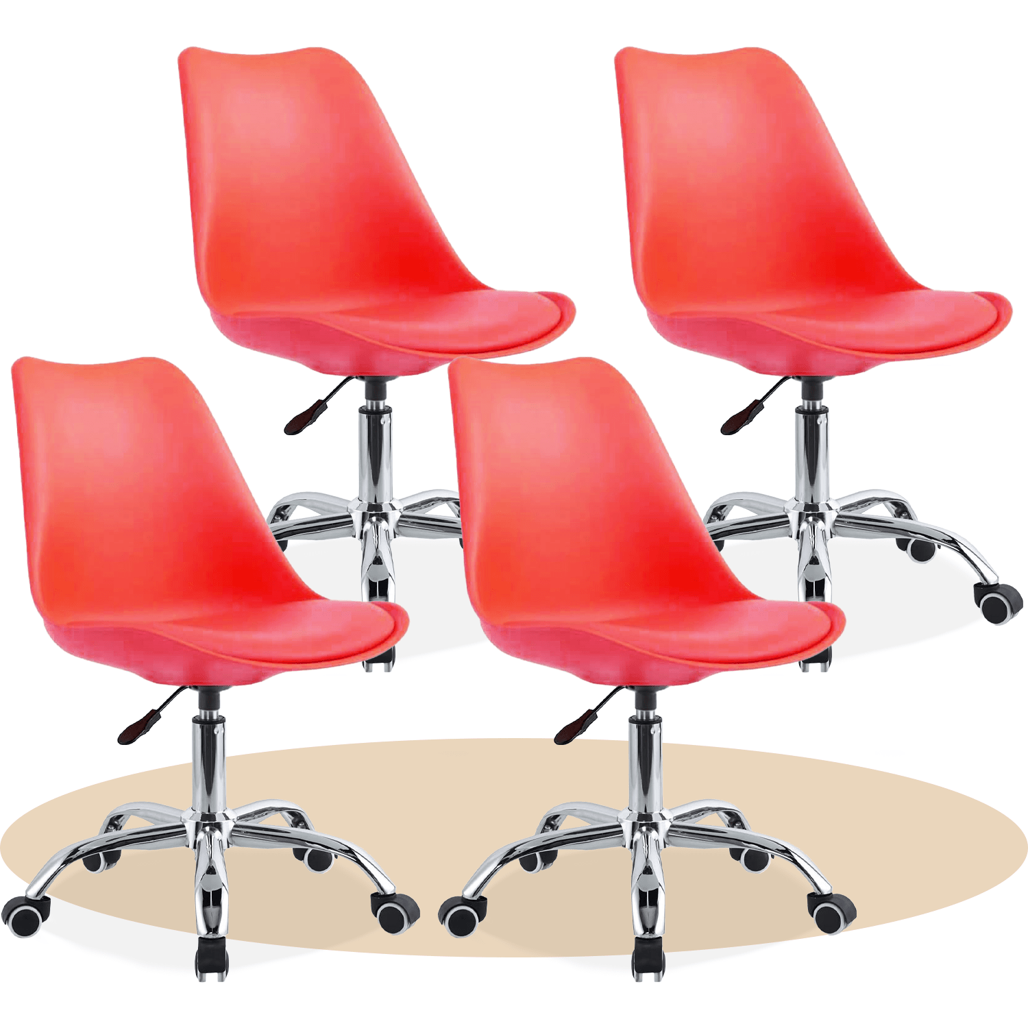Silla Escritorio Ergonómica con Ruedas, Silla Oficina Giratoria con Altura Ajustable, Acolchada, Estilo Nórdico, Ideal para Estudio y Oficina