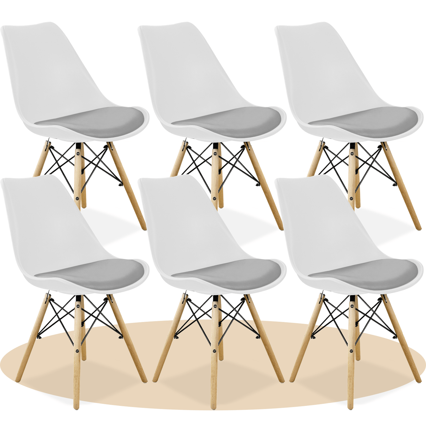Sillas para Comedor, Sillas para Cocina con Asiento Blando, Tapizado y Patas Resistentes de Madera de Haya, Sillas Nórdicas Minimalistas, 49.5 x 44 x 79.5 cm