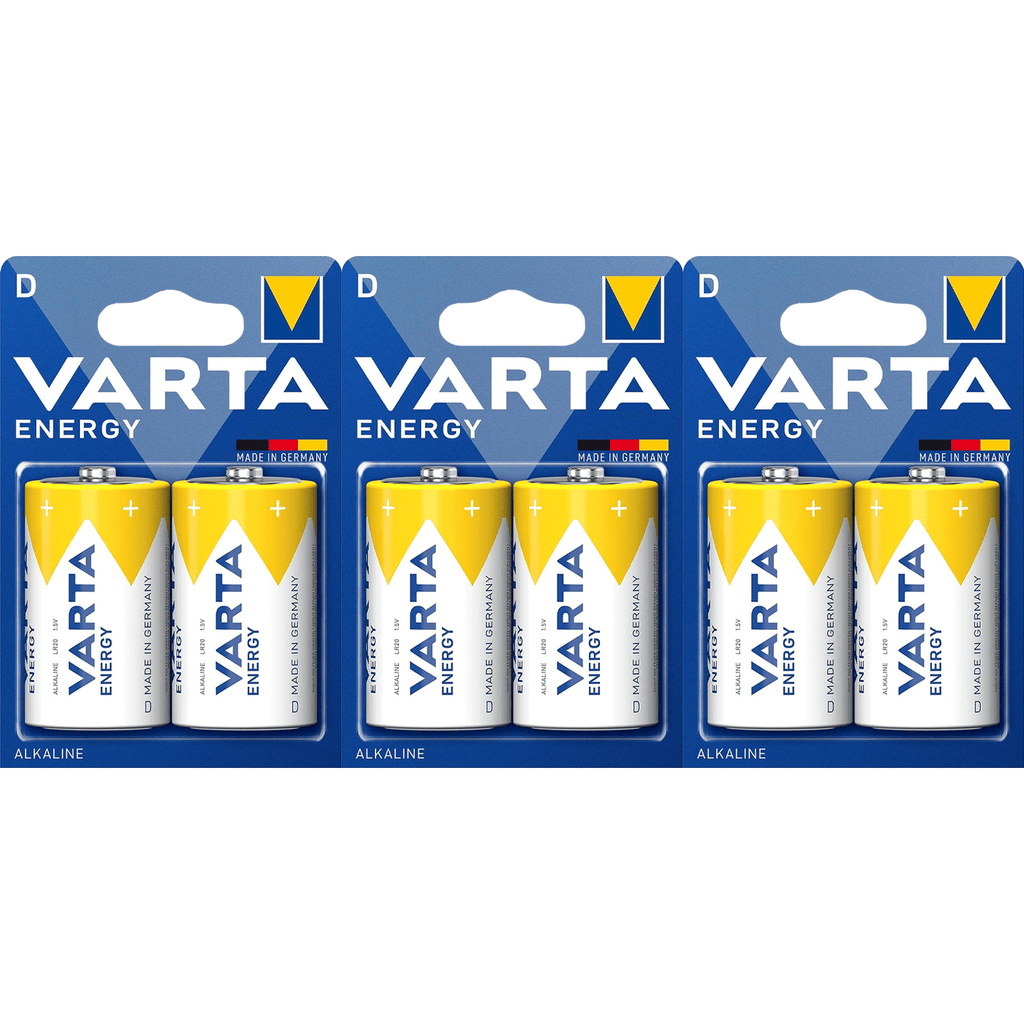 Pilas D Alcalinas de Alto Rendimiento, VARTA Energy, Larga Duración, Energía Potente y Continua, Ideal para Linternas de Alto Consumo, Radios Portátiles, Juguetes Grandes, Equipos de Sonido y Dispositivos Industriales - VARTA