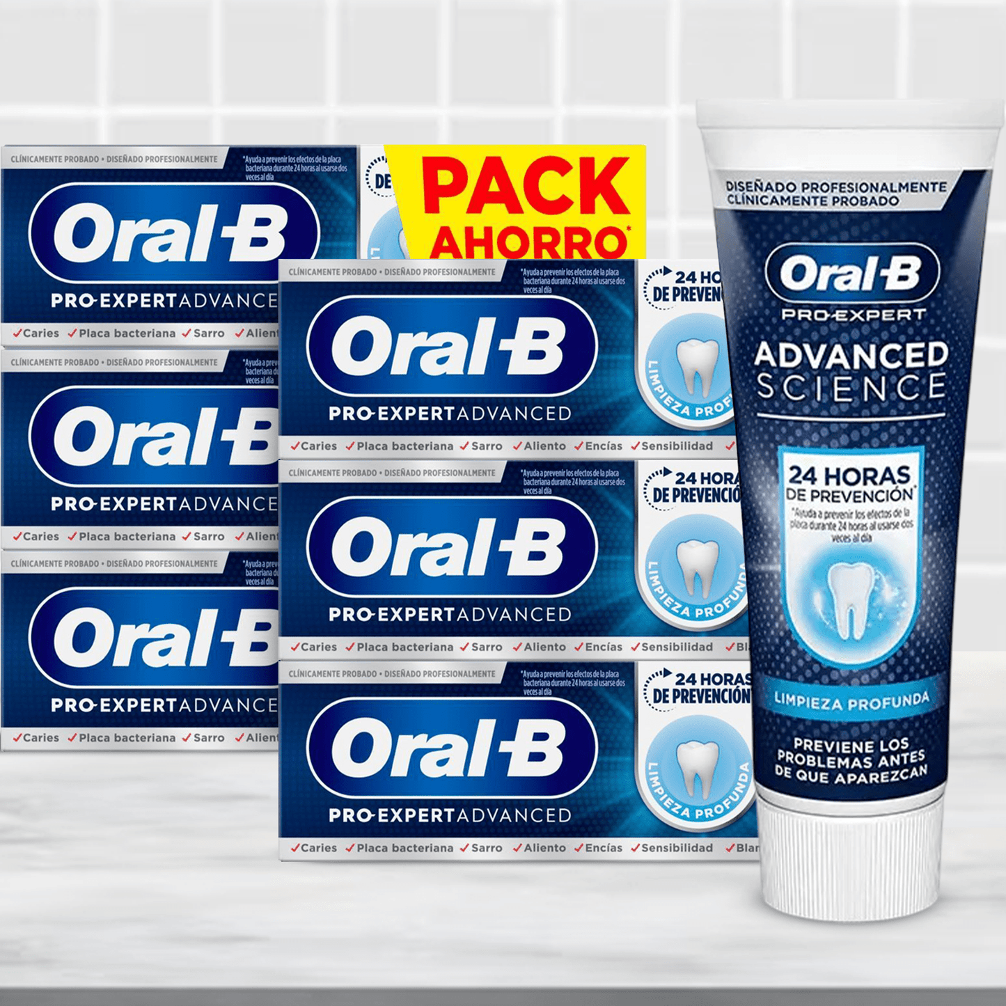 Oral-B Pro-Expert Advanced Pasta de Dientes Menta, Dentríficos Dientes, Limpieza Profunda, 24h de Prevención, 75ml por Tubo