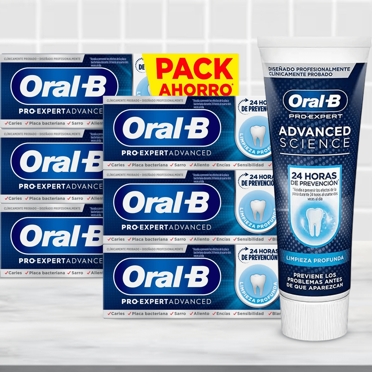 Oral-B Pro-Expert Advanced Pasta de Dientes Menta, Dentríficos Dientes, Limpieza Profunda, 24h de Prevención, 75ml por Tubo