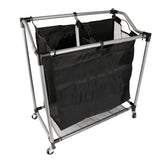 Carrito Lavandería con Robusta Estructura de Acero y 2 Bolsas de Tejido de Malla Transpirable Extraíbles, Ruedas para Fácil Transporte, Medidas de16,5 X 10,3 X 73,6 cm