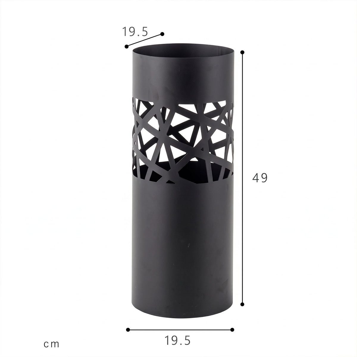Paragüero de Metal para Entrada, Hogar y Oficina, Diseño Vertical Decorativo con Acabado Calado, Estructura Cilíndrica para Organizar Paraguas, Negro, 19.5 x 19.5 x 49 cm