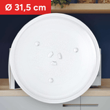 Plato Microondas Universal Giratorio, Plato Microondas con 3 Fijadores para evitar Movimientos no deseados, Cristal Resistente pensado para Resistir Altos Contrastes de Temperatura, Fácil Limpieza