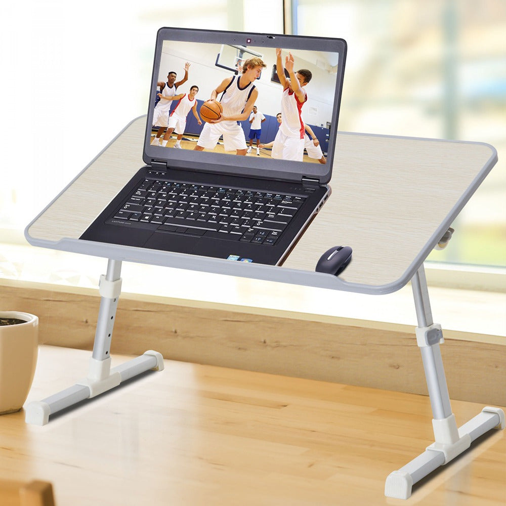 Mesa para Portátil Plegable con Ventilador, 5 Niveles de Altura y Ángulo del Tablero Ajustable, Ventilador USB para Optimizar Rendimiento del Portátil, Borde Antideslizamiento, Ideal para cualquier Espacio, 60 x 23 x 24-32 cm