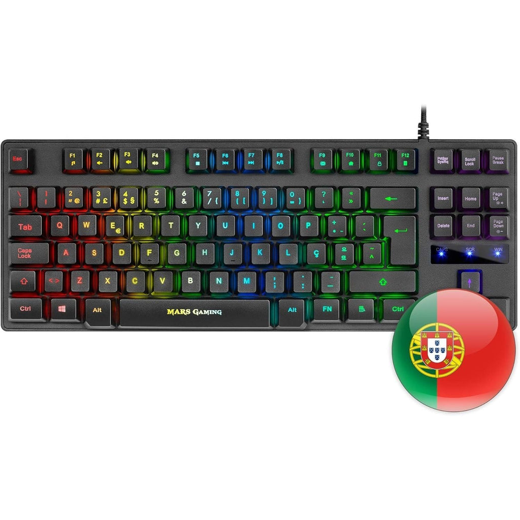 Mars Gaming MKTKL, teclado H-mecánico rojo RGB 8 efectos, antighosting, portugués