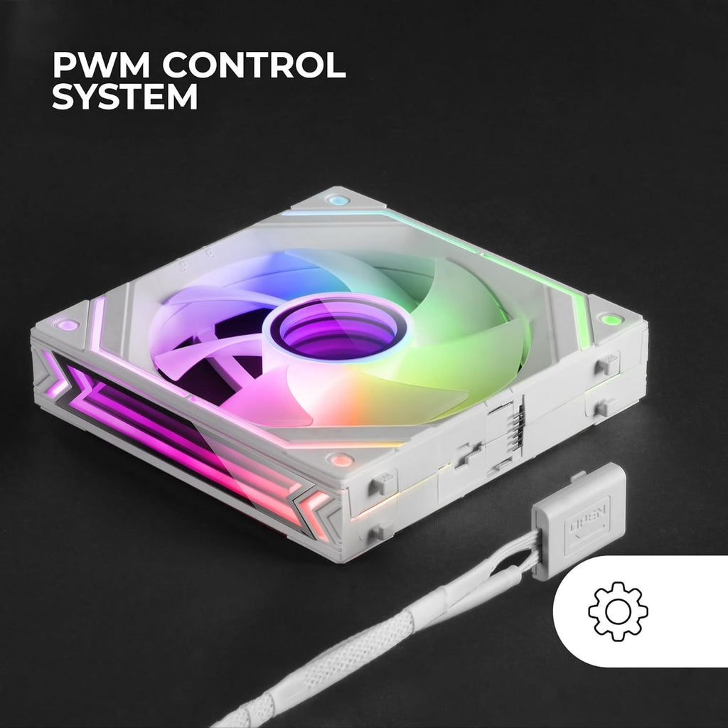 Mars Gaming MF-LINKFINITY, Ventilador Modular PWM 120mm, Sistema de Conexión LINKFINITY, Iluminación Infinity Mirror ARGB 360º, Ultra-silencioso 12dB, Blanco