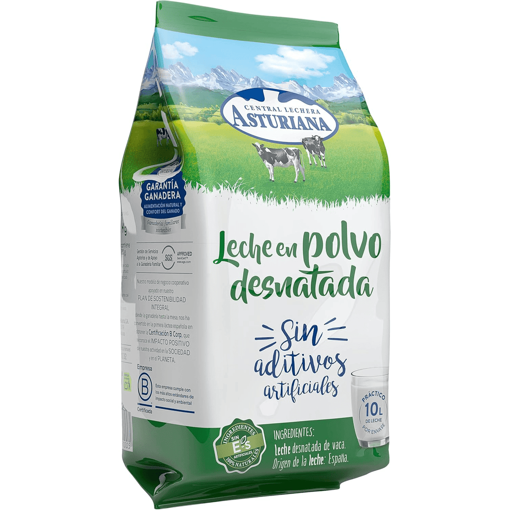 Central Lechera Asturiana Leche en Polvo Desnatada, Sin Aditivos Artificiales, 1kg