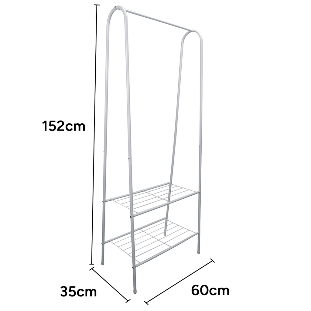 Perchero Metálico para Ropa y Zapatos, Alta Estabilidad, Fuerte Carga de Peso y Capacidad, Instalación Simple, Ideal para cualquier Espacio de tu Casa u Oficina, Acero Inoxidable, Dimensiones Compactas, 60 x 35 x 152 cm