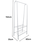 Perchero Metálico para Ropa y Zapatos, Alta Estabilidad, Fuerte Carga de Peso y Capacidad, Instalación Simple, Ideal para cualquier Espacio de tu Casa u Oficina, Acero Inoxidable, Dimensiones Compactas, 60 x 35 x 152 cm
