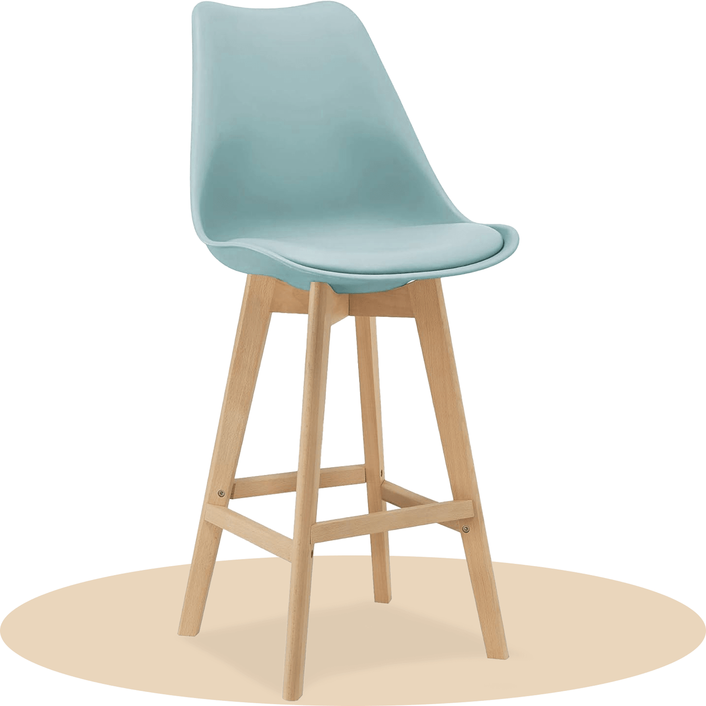 Taburete Alto Cocina con Respaldo, Asiento Blando y Tapizado, Patas Altas Resistentes de Madera de Haya con Reposapiés, Sillas Nórdicas, Ideal para Cocina, Salón, Comedor y Restaurante, 54.5 x 49.5 x 106 cm