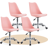 Silla Escritorio Ergonómica con Ruedas, Silla Oficina Giratoria con Altura Ajustable, Acolchada, Estilo Nórdico, Ideal para Estudio y Oficina