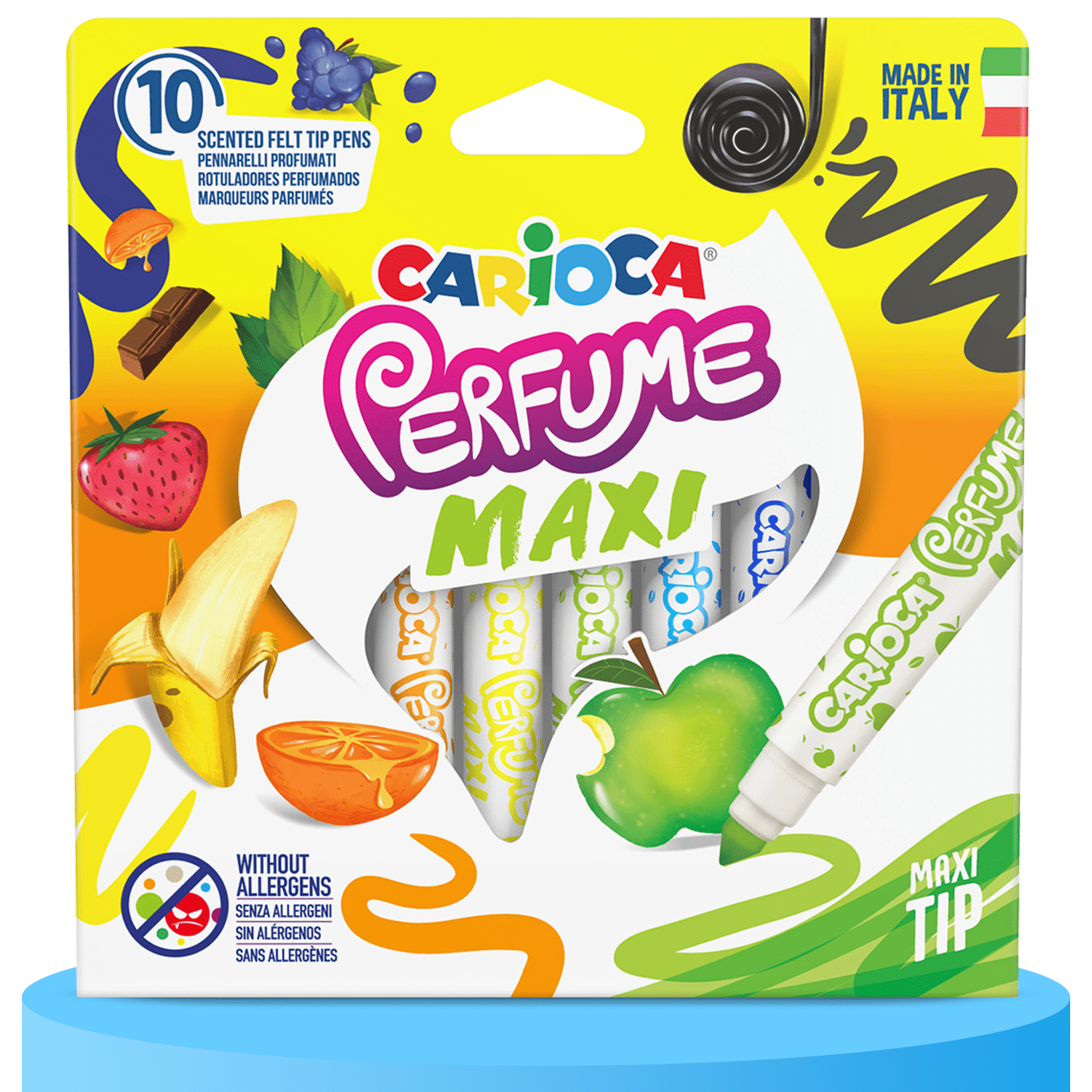 CARIOCA Rotuladores de Colores Perfumados, Punta Gorda, Paquete de 10 Rotuladores