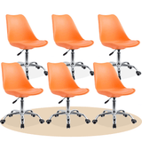 Silla Escritorio Ergonómica con Ruedas, Silla Oficina Giratoria con Altura Ajustable, Acolchada, Estilo Nórdico, Ideal para Estudio y Oficina