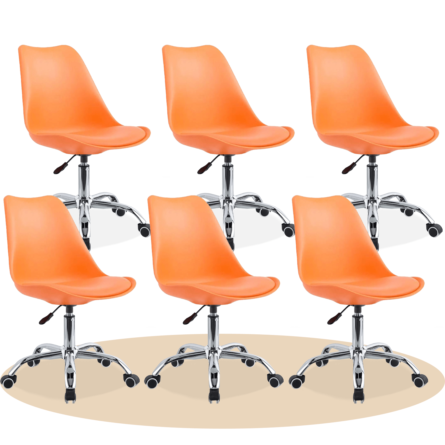 Silla Escritorio Ergonómica con Ruedas, Silla Oficina Giratoria con Altura Ajustable, Acolchada, Estilo Nórdico, Ideal para Estudio y Oficina