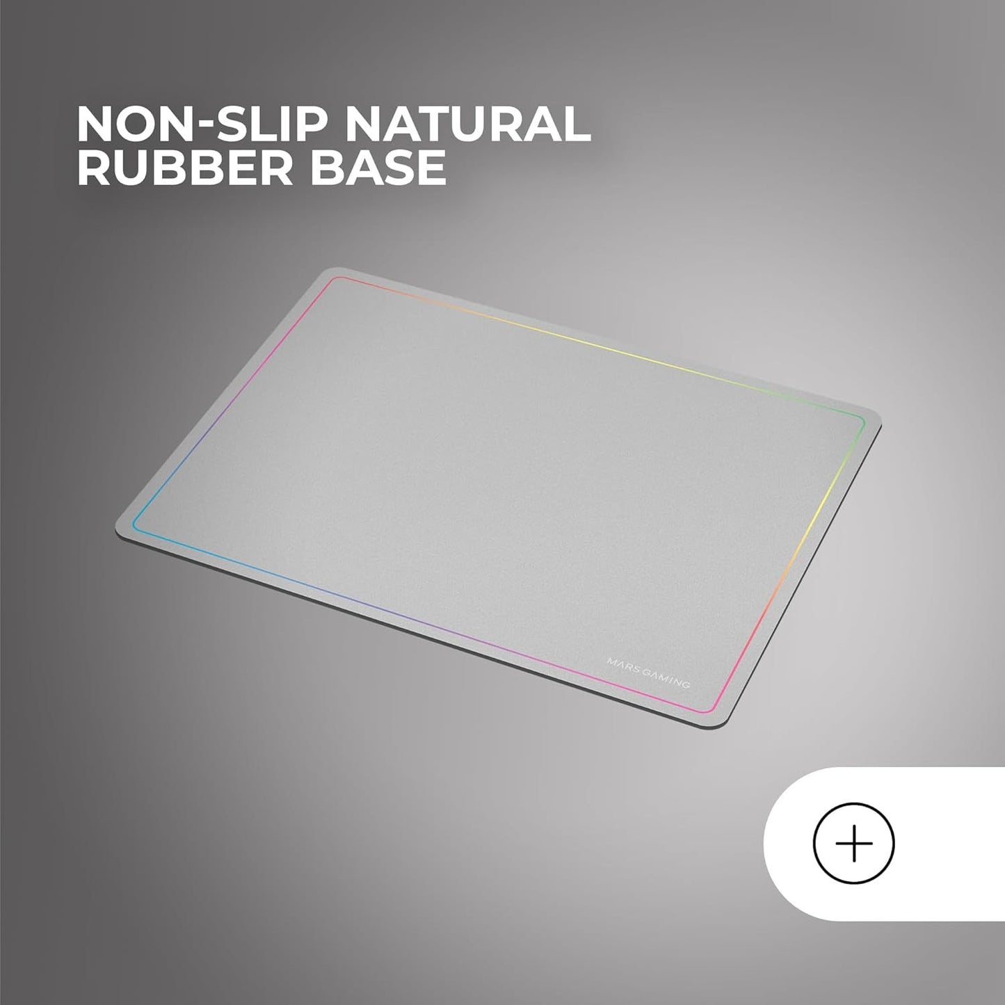 Mars Gaming MMP124, Alfombrilla Gaming 360x260mm, Diseño de Bordes Rainbow, Base Antideslizante de Caucho Natural, Superficie Nanotextil de Alta Precisión, Alfombrilla de Ratón Flexible, Blanco