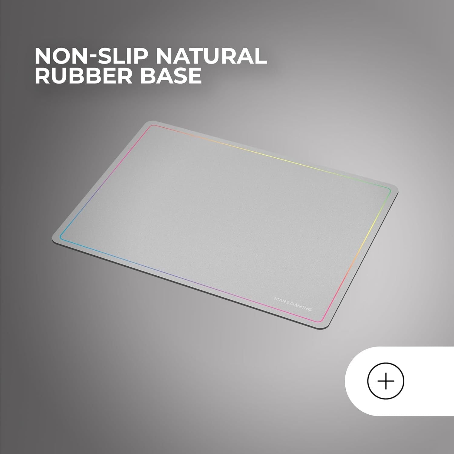 Mars Gaming MMP124, Alfombrilla Gaming 360x260mm, Diseño de Bordes Rainbow, Base Antideslizante de Caucho Natural, Superficie Nanotextil de Alta Precisión, Alfombrilla de Ratón Flexible, Blanco