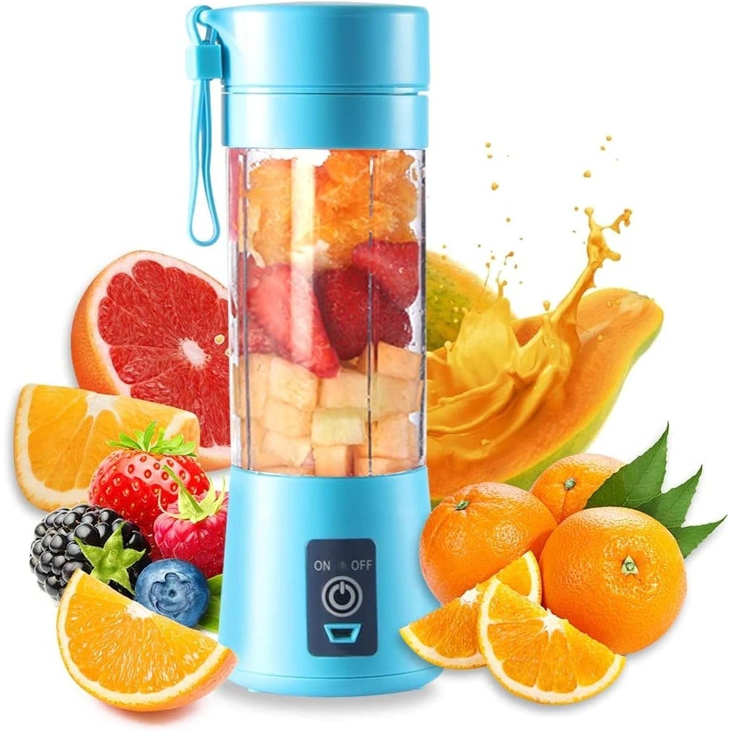 Licuadora Portatil Zumos y Batidos, Batidora para Frutas y Verduras, 6 Cuchillas de Acero, Vaso de 380ml de Capacidad, Ideal para Llevar, Cable de Carga USB, Batería de 800 mAh, 22000 RPM