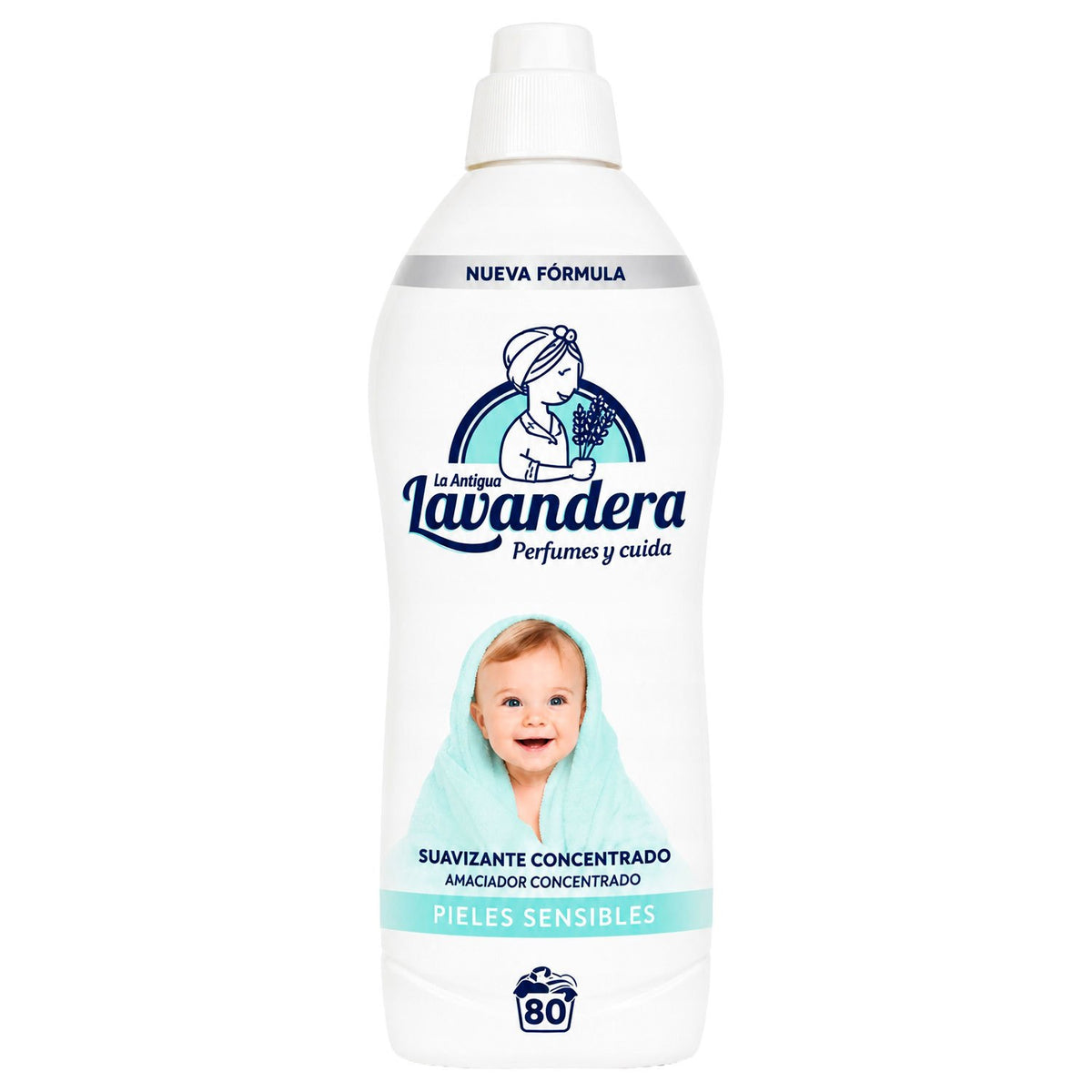 La Antigua Lavandera Suavizante Concentrado para Ropa, Pieles Sensibles, 1.6 L, 80 Lavados