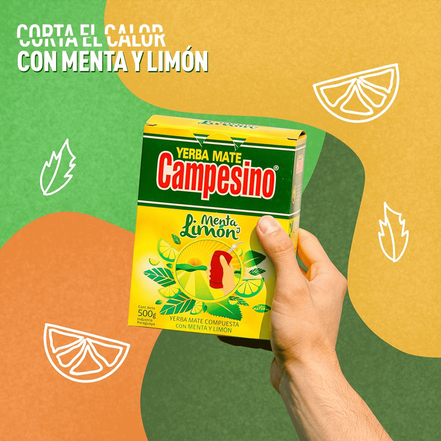 Campesino Yerba Mate, Yerbas para Mate con Sabor a Menta y Limón, Té Rico en Vitaminas y Minerales Esenciales, Origen de Paraguay, 500g por Paquete