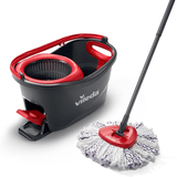 Vileda Set Fregona y Cubo de Limpieza con Pedal y Escurrefácil Giratorio, Fregona con Mango Extra Largo, Cabezal Triangular de Microfibra ideal Para los Rincones