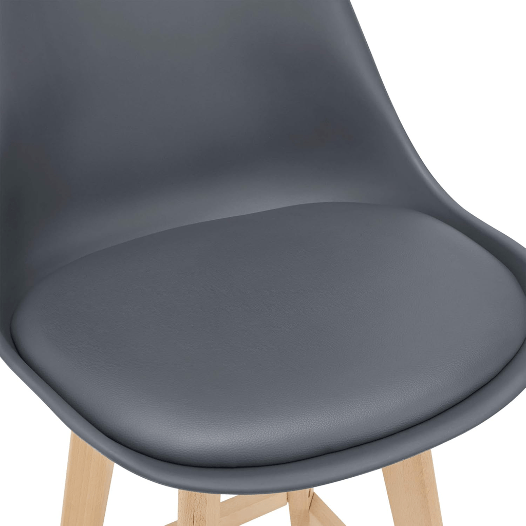 Taburete Alto Cocina con Respaldo, Asiento Blando y Tapizado, Patas Altas Resistentes de Madera de Haya con Reposapiés, Sillas Nórdicas, Ideal para Cocina, Salón, Comedor y Restaurante, 54.5 x 49.5 x 106 cm