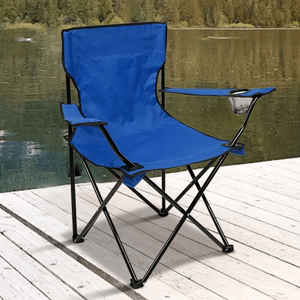 Silla Plegable Camping con Respaldo y Apoyabrazos, Ideal para Picnic, Pesca y Exterior, Resistente y Compacta, Soporta 120 kg, 50x50x80 cm