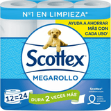 Scottex Papel Higiénico Megarollo, Doble de Cantidad de Papel por cada Rollo, Ahorra más en Cada Uso, 1 Megarollo Equivale a 2 Rollos Estándar